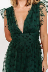 Caterina Tulle Maxi Dress | Dark Green
