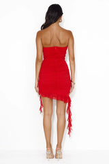Tango Tease Strapless Mesh Mini Dress Red