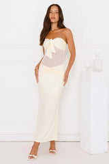 Cherry Glaze Strapless Maxi Dress Yellow