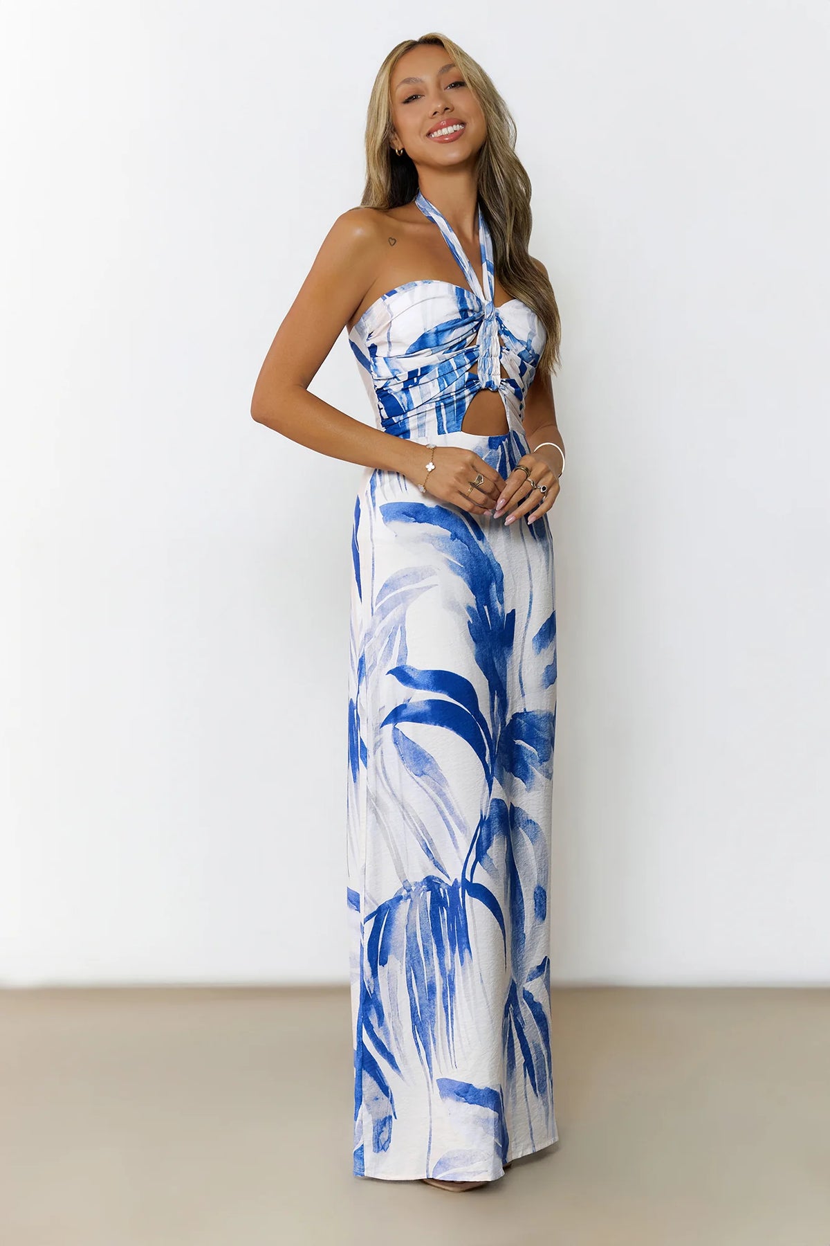Drift Mirage Halter Maxi Dress Blue