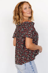 Jude Boho Top | Black + Red