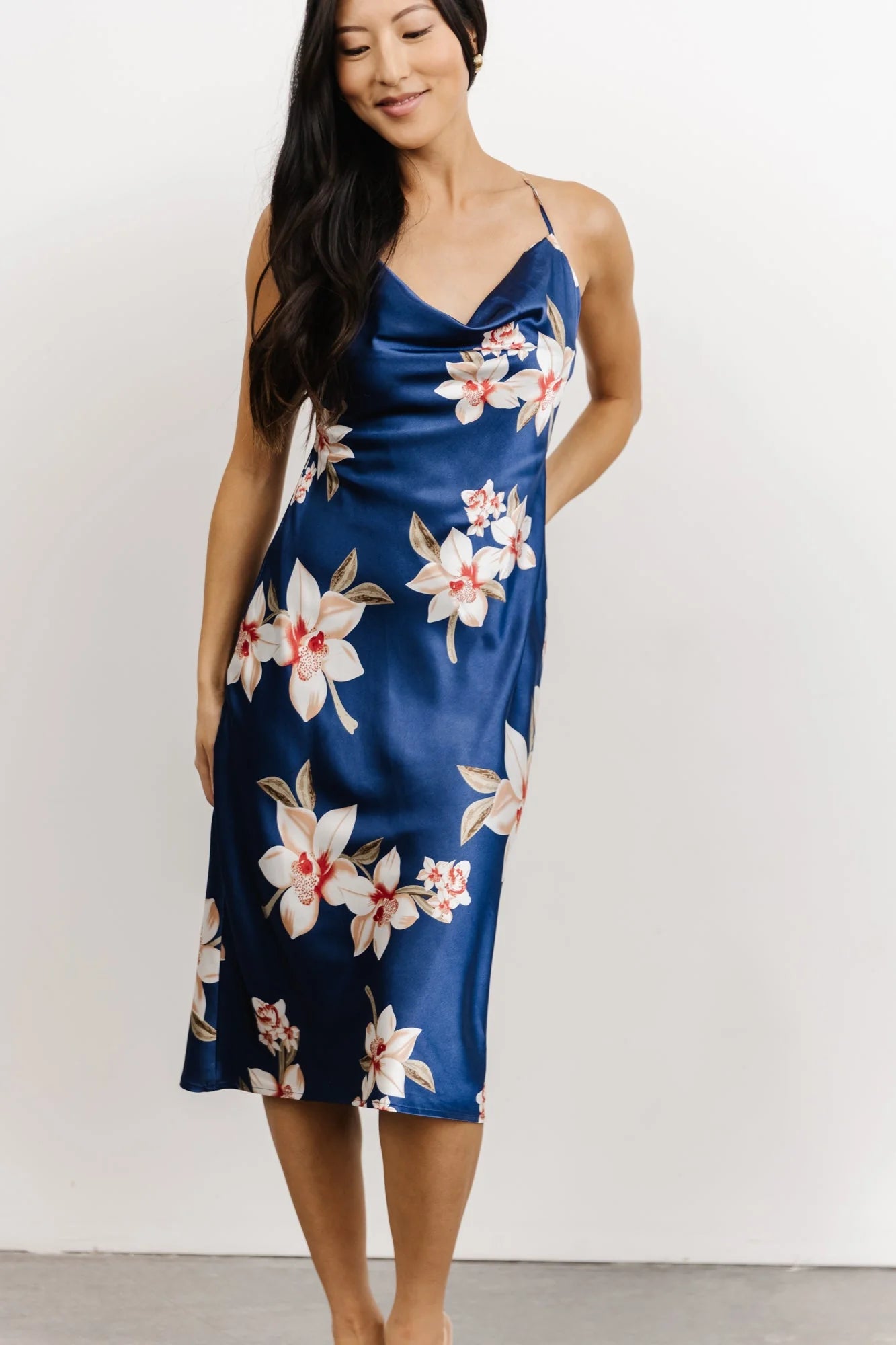 Katarina Slip Midi Dress | Vintage Blue Floral