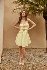Cosmopolitan Style Strapless Mini Dress Yellow