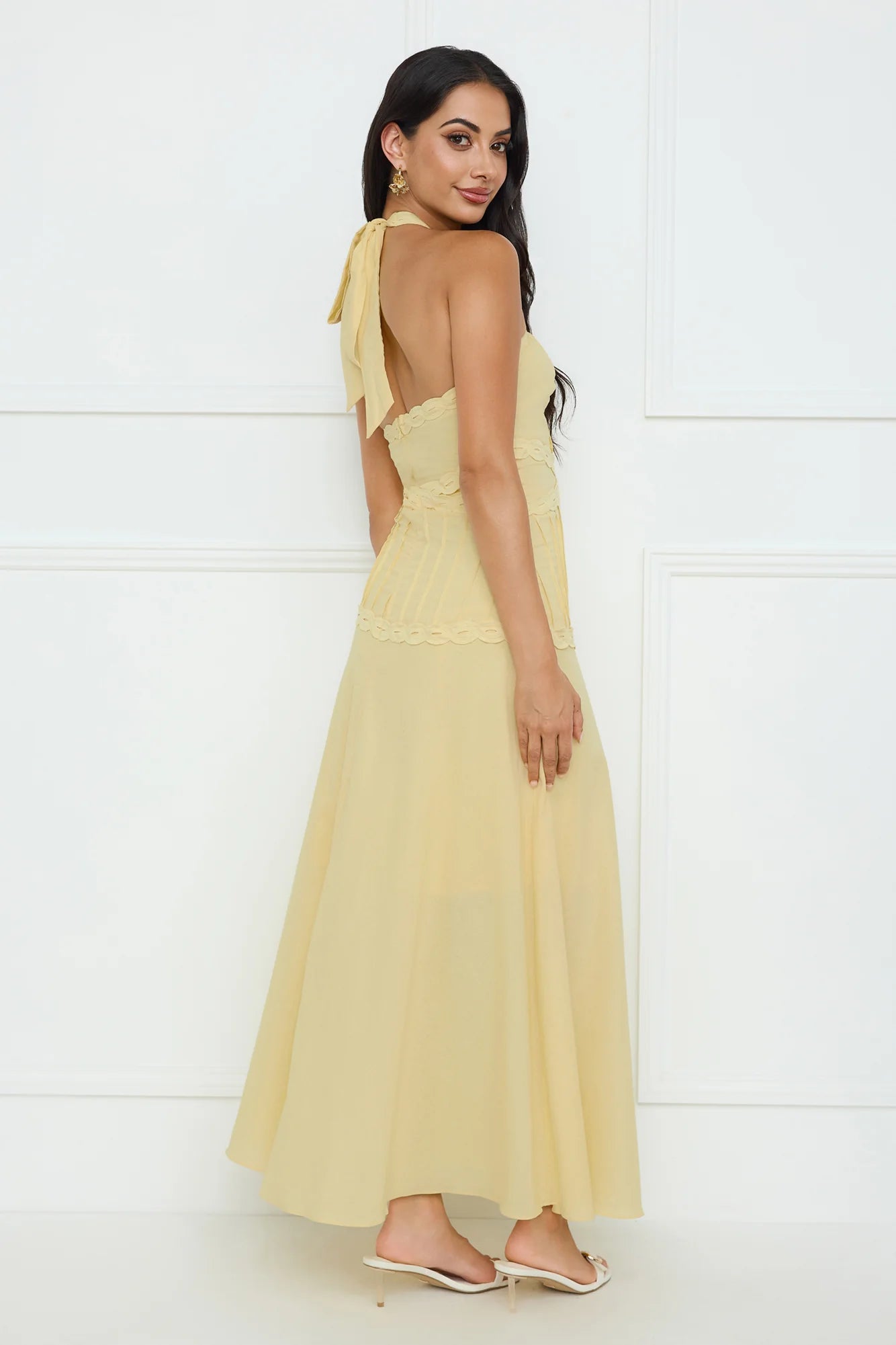Tropical Honey Halter Maxi Dress Yellow