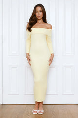 Chilled Luxe Off Shoulder Knit Maxi Dress Yellow