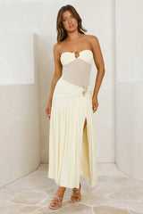 Win Instantly Strapless Mesh Maxi Dress Yellow