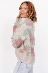 Lisbeth Flower Sweater | Green + Pink