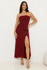 Berry Seduction Strapless Maxi Dress Burgundy