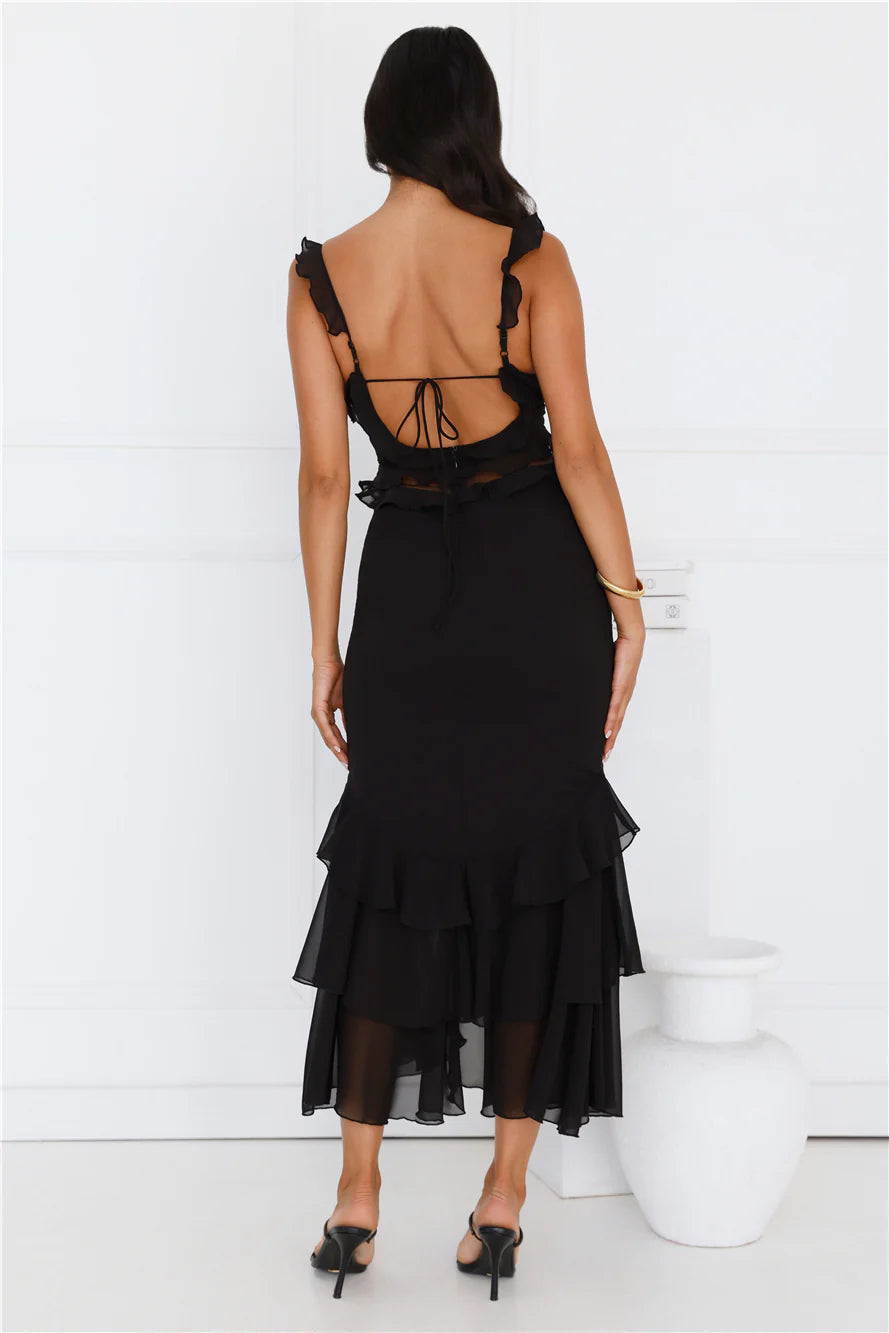 Golden Rooftops Midi Dress Black