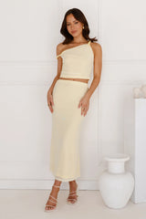 Downtown Dreamscape Off Shoulder Mesh Crop Top Yellow