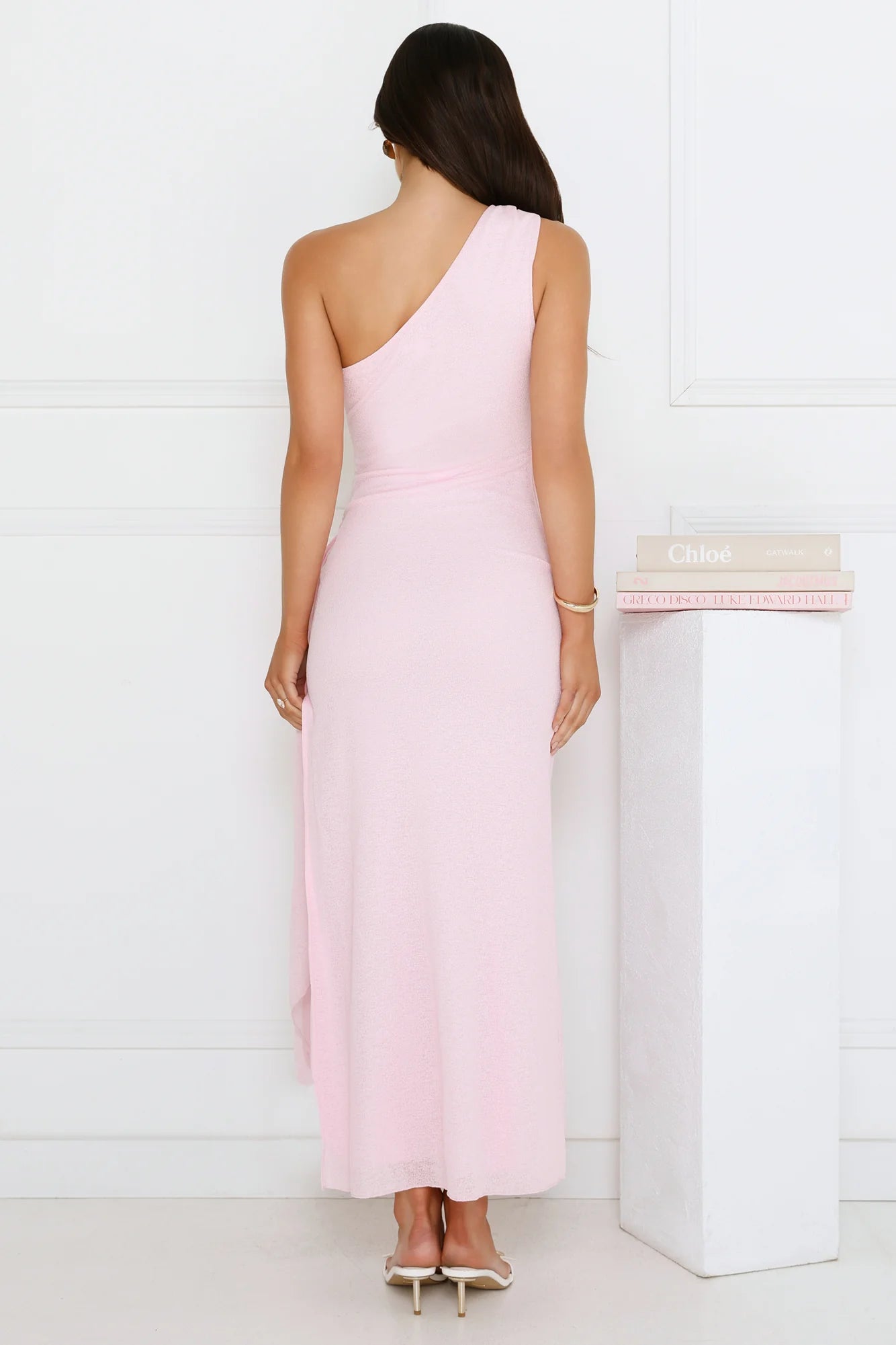 Tidal Dream One Shoulder Maxi Dress Pink