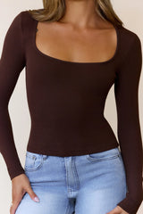 BASE Luxe Rib Wear Now Long Sleeve Top Chocolate