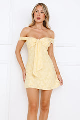 Galactic Off Shoulder Mini Dress Yellow