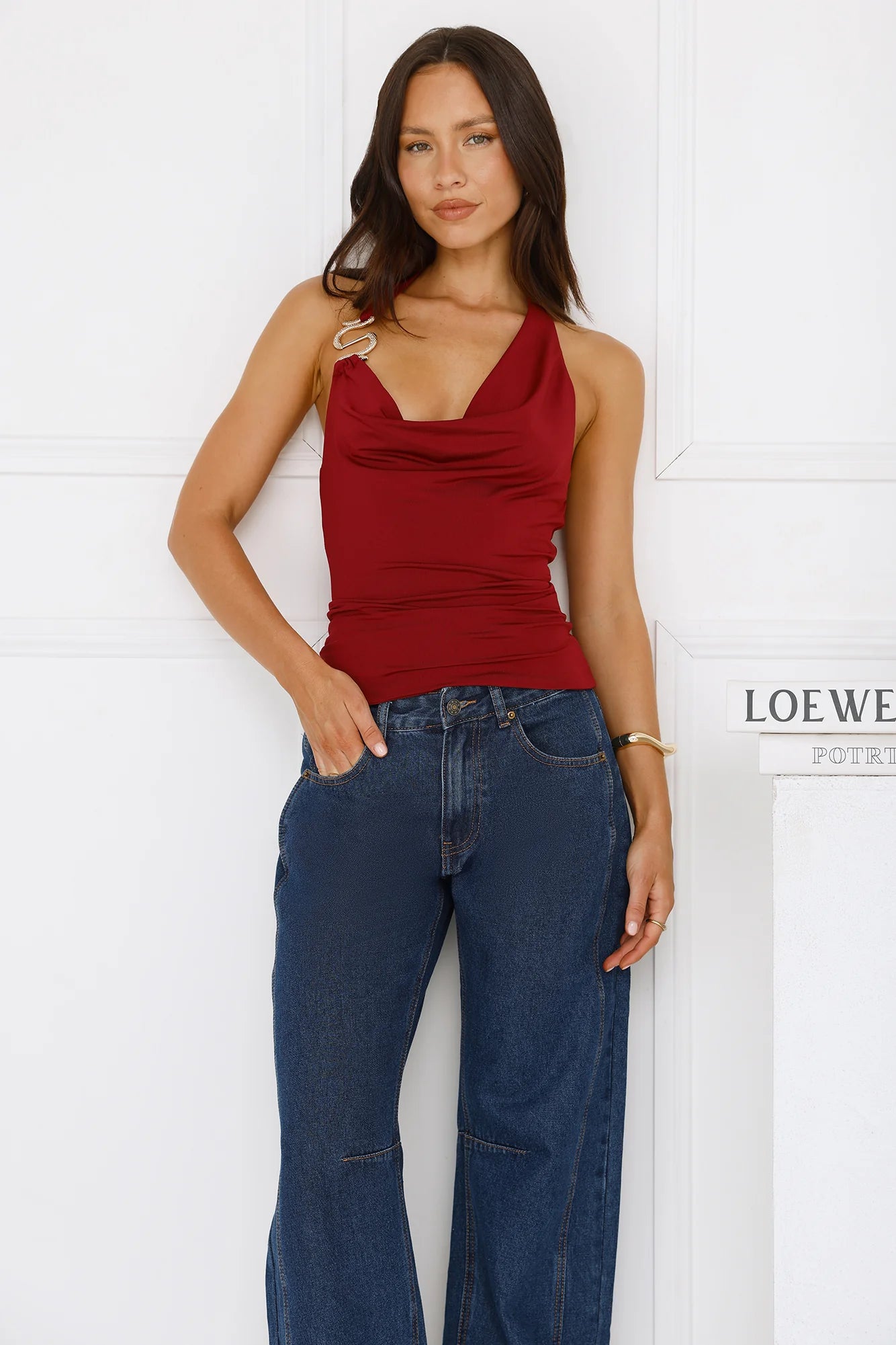 Billionaire Babe Halter Top Burgundy
