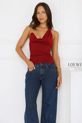 Billionaire Babe Halter Top Burgundy