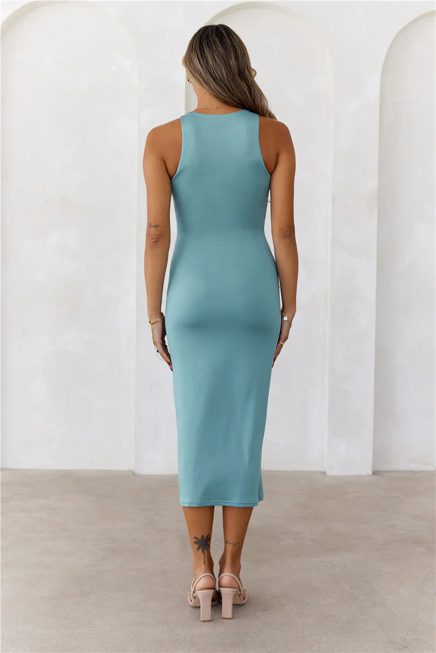 BASE  Repeat After Me Midi Dress Teal