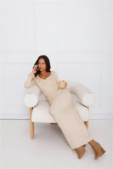 Winter Stars Knit Maxi Skirt Beige