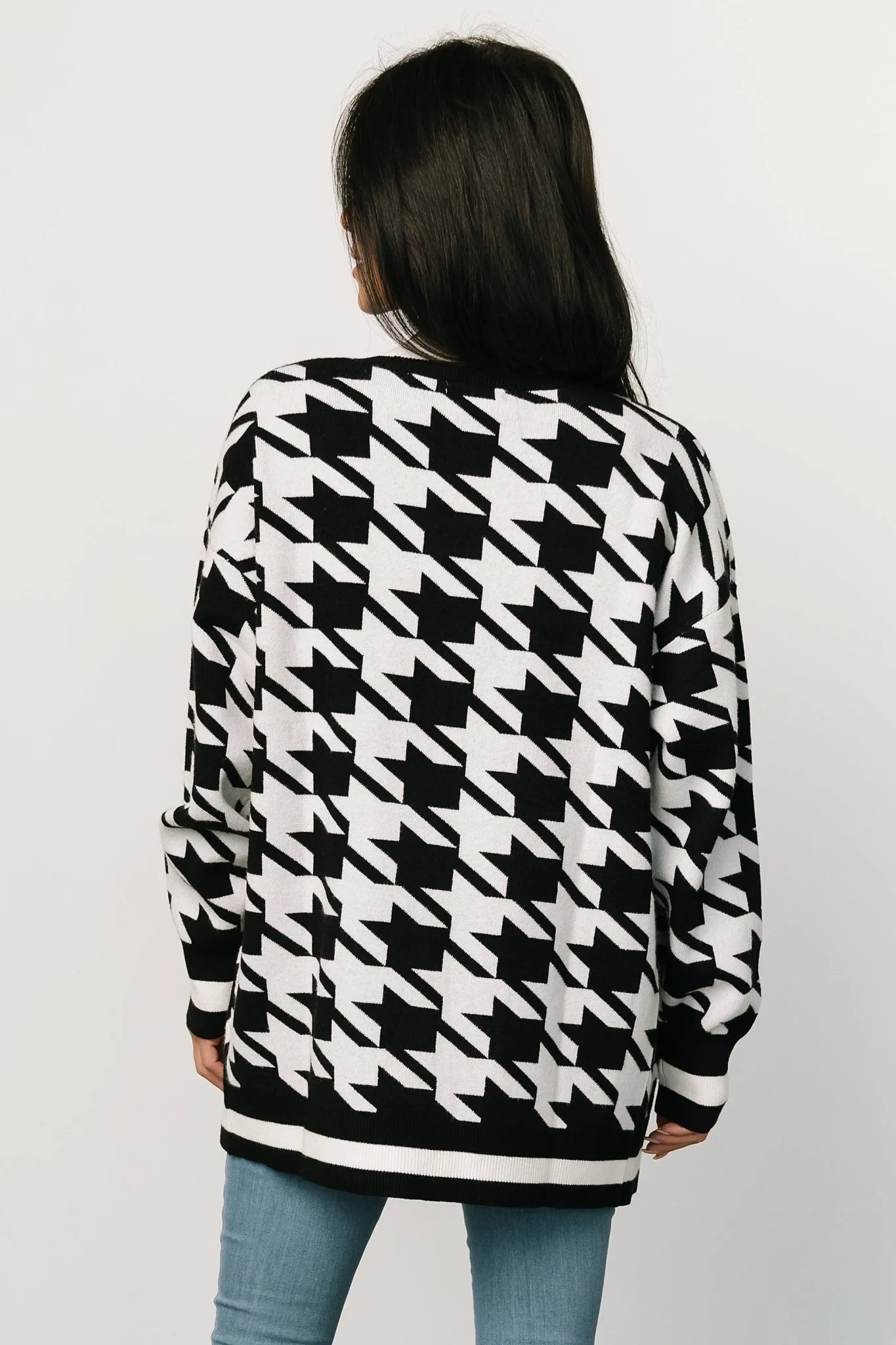 Leroy Houndstooth Cardigan | Black + White