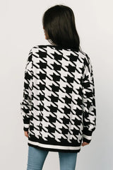 Leroy Houndstooth Cardigan | Black + White