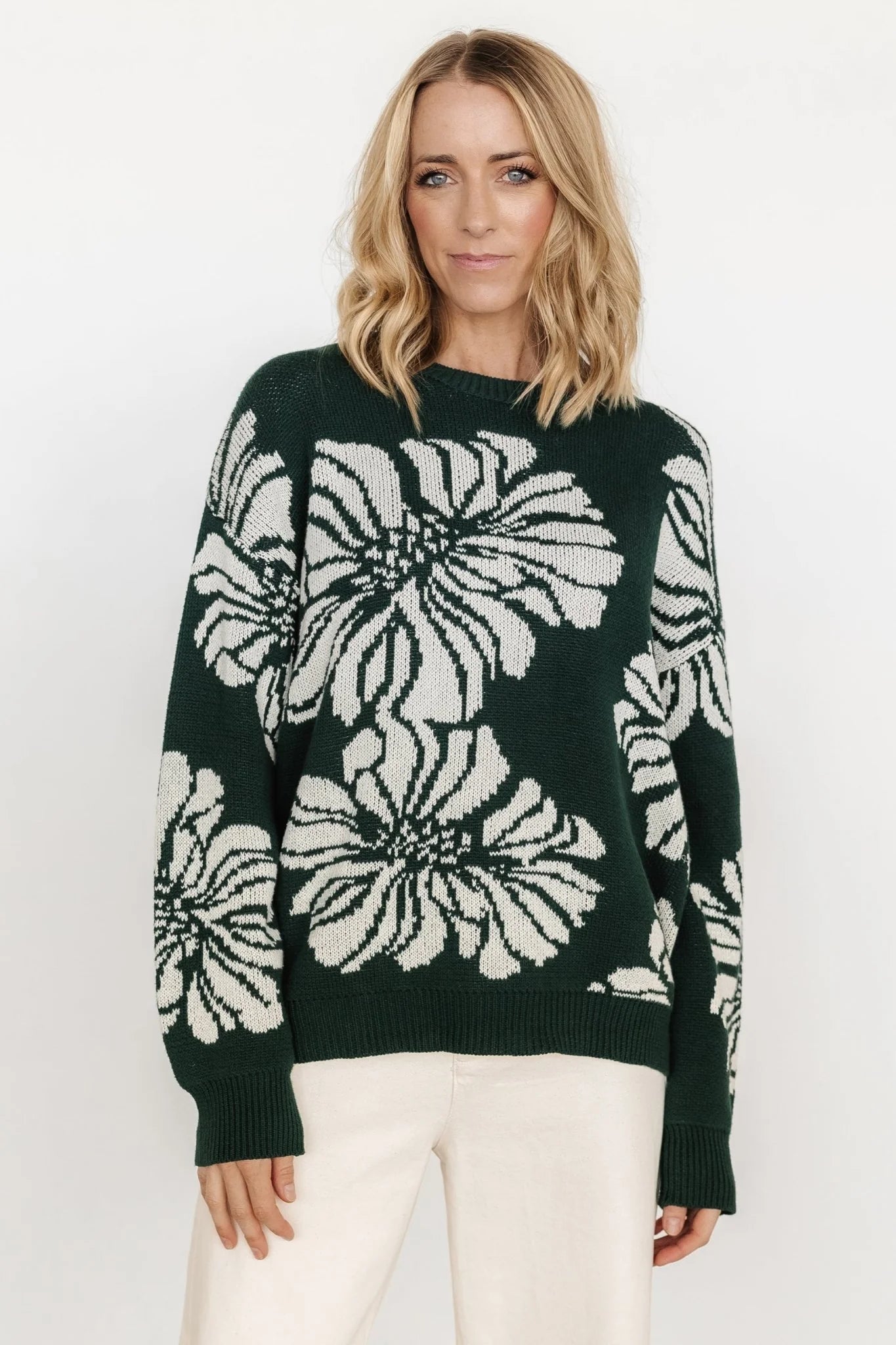 Maude Sweater | Green + Off White