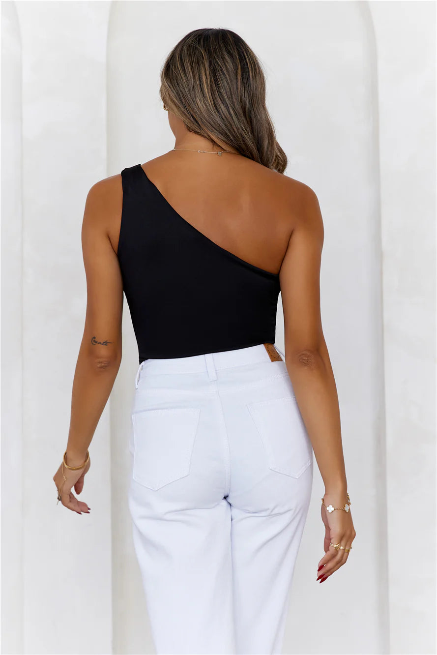 BASE  Best Side One Shoulder Tank Top Black