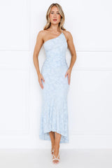 Empowered Girl One Shoulder Maxi Dress Blue