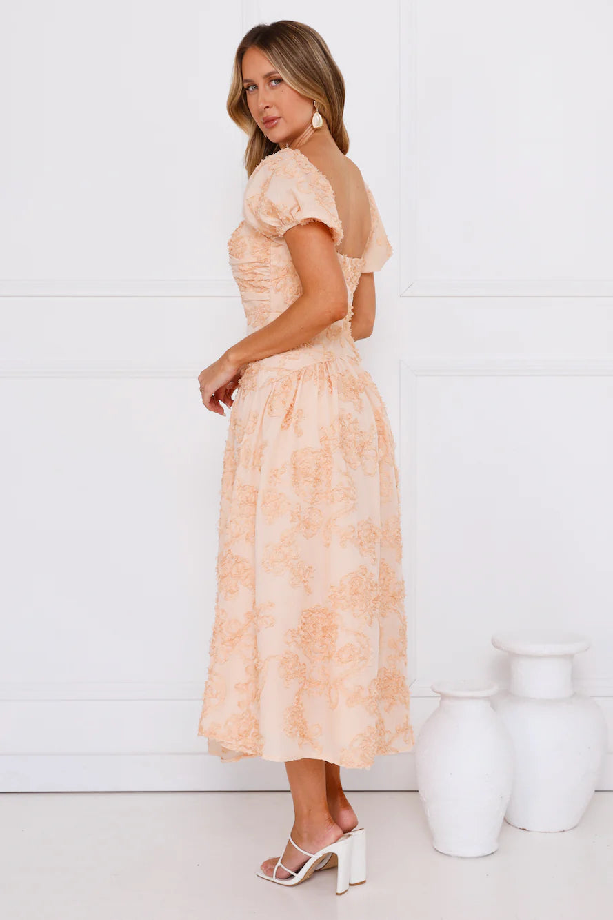 Experience Best Dressed Midi Dress Peach