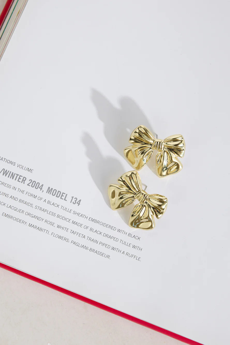 18k Gold Plated Flirty Bow Earrings Gold