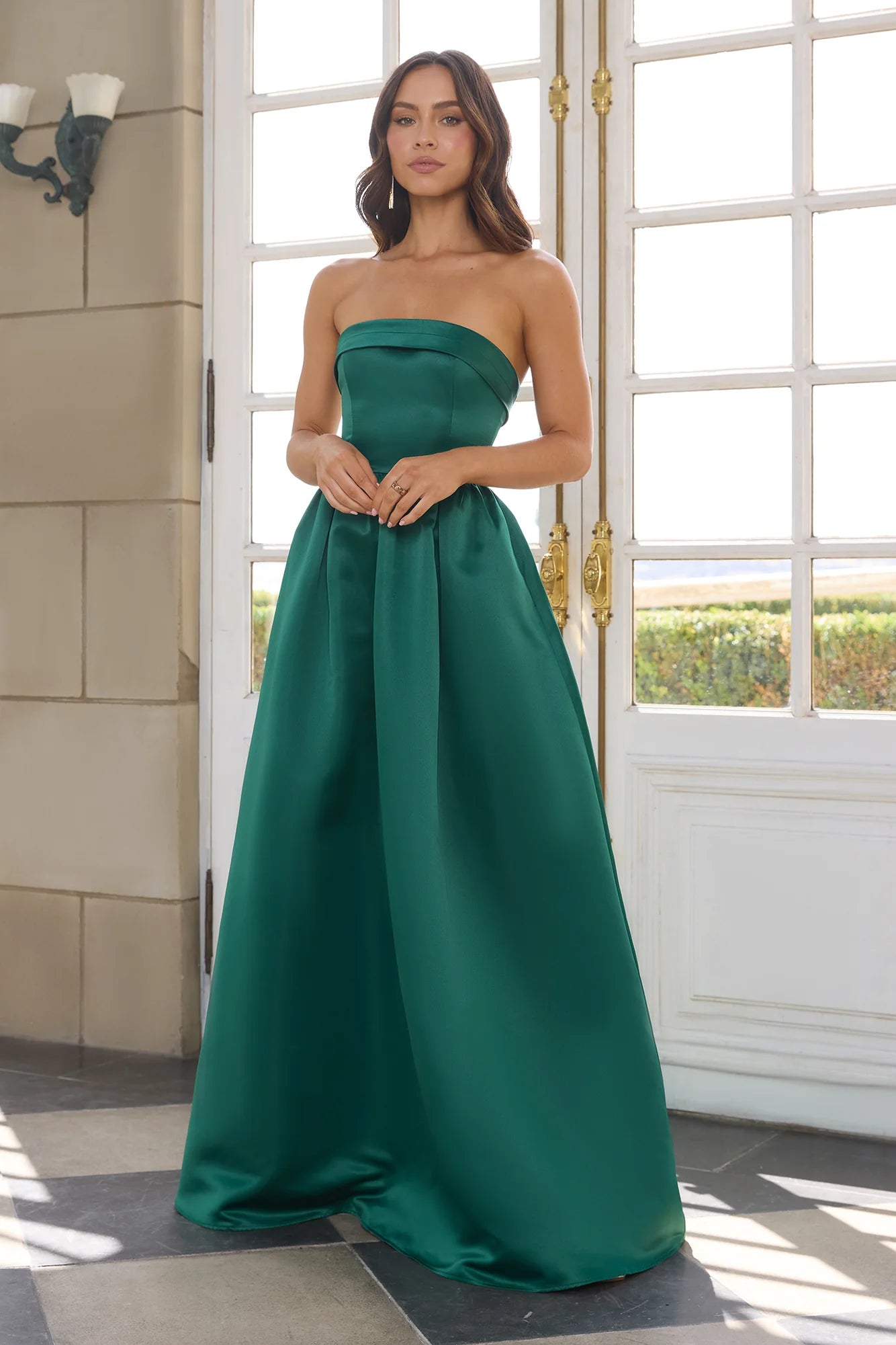 Elegance In Motion Strapless Maxi Dress Green