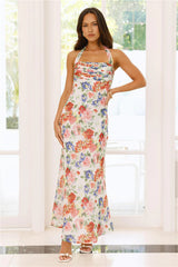 Whimsical Land Halter Maxi Dress Floral