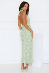 Coconut Sips Halter Maxi Dress Green