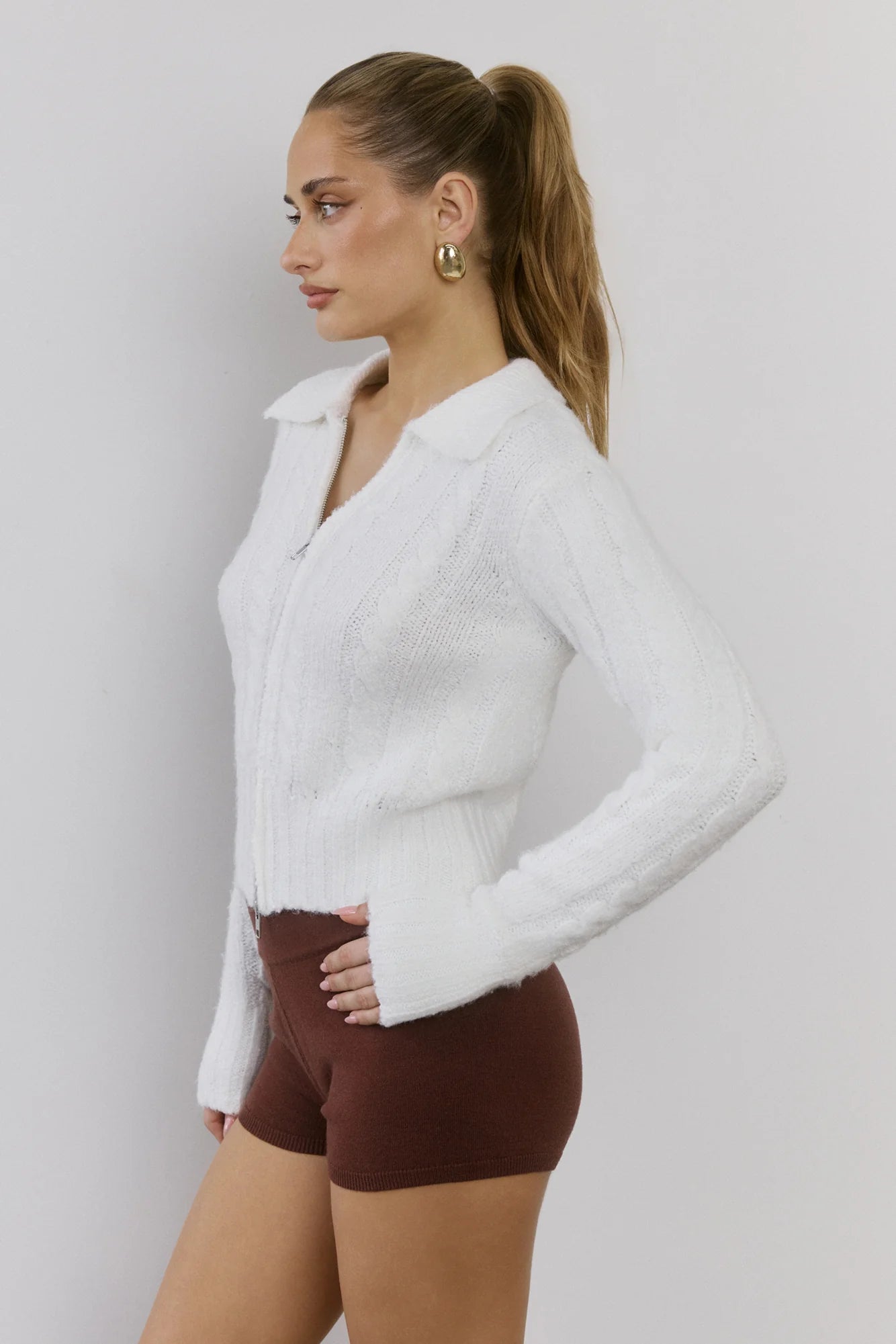 Winter Love Story Cable Knit Cardigan White