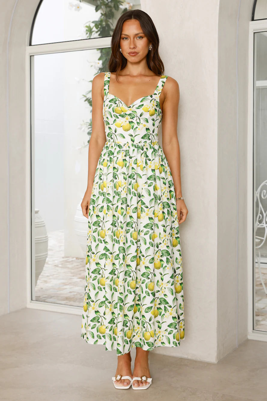 Under The Lemon Tree Midi Dress Print