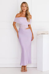 Velvet Sky Off Shoulder Mesh Maxi Dress Lilac