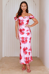 Evening Elegance Satin Maxi Dress Pink
