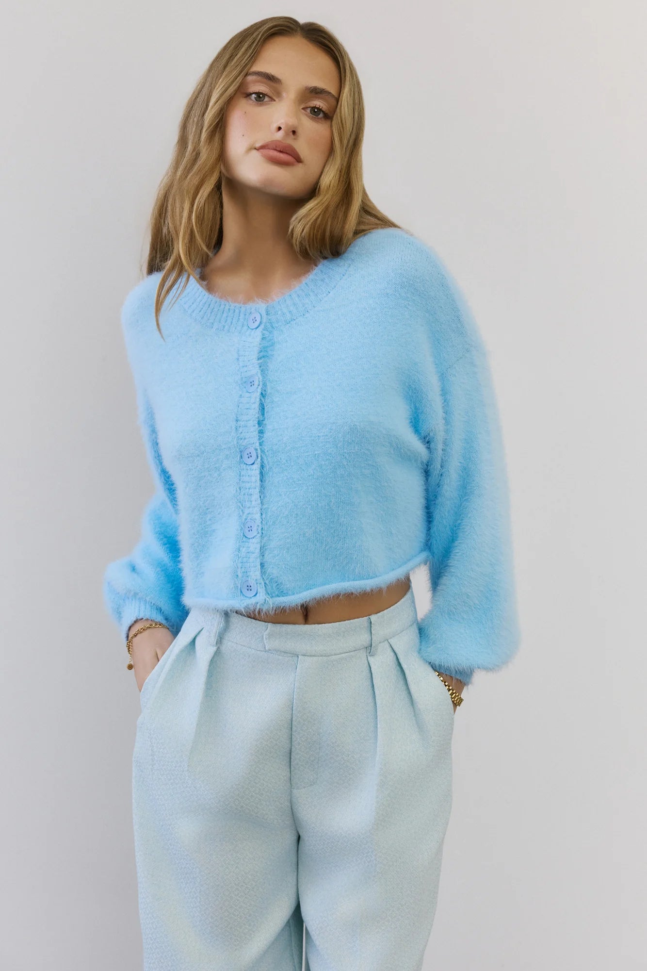 Cloud Nine Fluffy Cardigan Blue