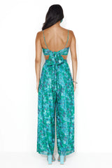 Tropical Rainforest Mesh Wide Leg Pants Green