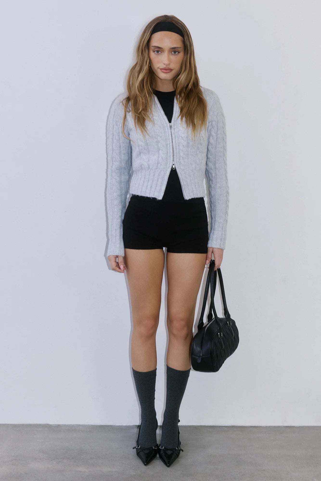 Winter Love Story Cable Knit Cardigan Grey