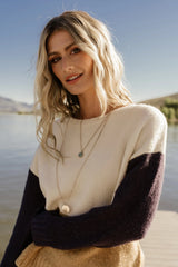 Randi Color Block Sweater | Cream + Navy