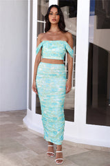 Unlock The Code Mesh Maxi Skirt Green