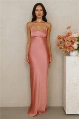The Samara Satin Maxi Dress Rose