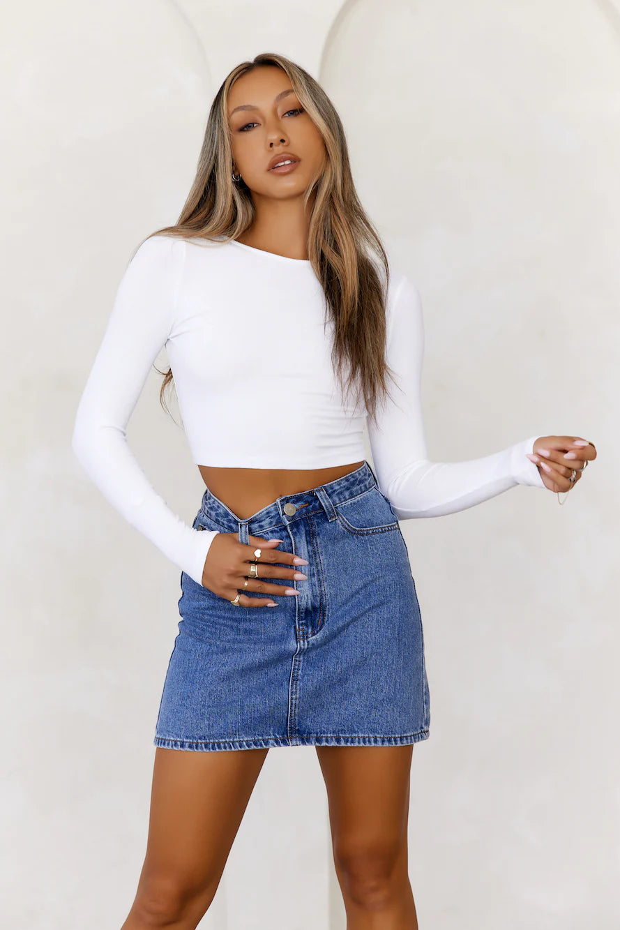 BASE Between Seasons Ribbed Long Sleeve Top White