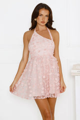 Ethereal Charm Halter Mini Dress Pink