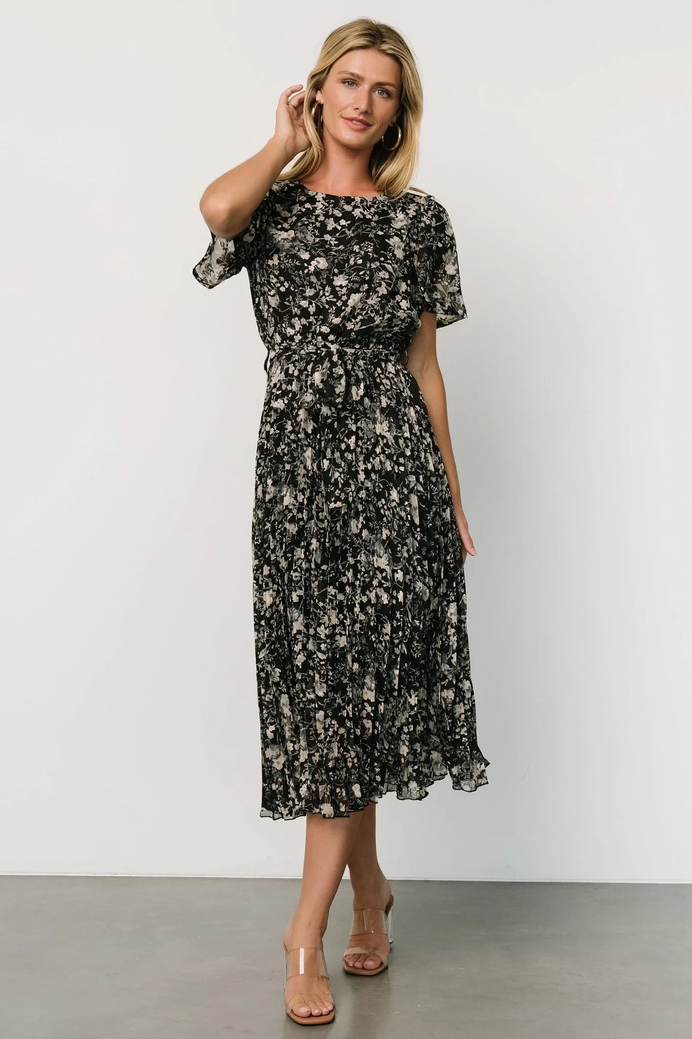 Alexandra Pleated Dress | Black + Slate