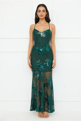 Emerald Serendipity Sequin Maxi Dress Green