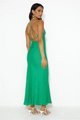 Coastal Resort Linen Midi Dress Green