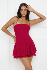 Celestial Kiss Halter Mini Dress Red