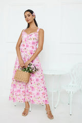 Ballet Bloom Embroidered Maxi Dress Pink