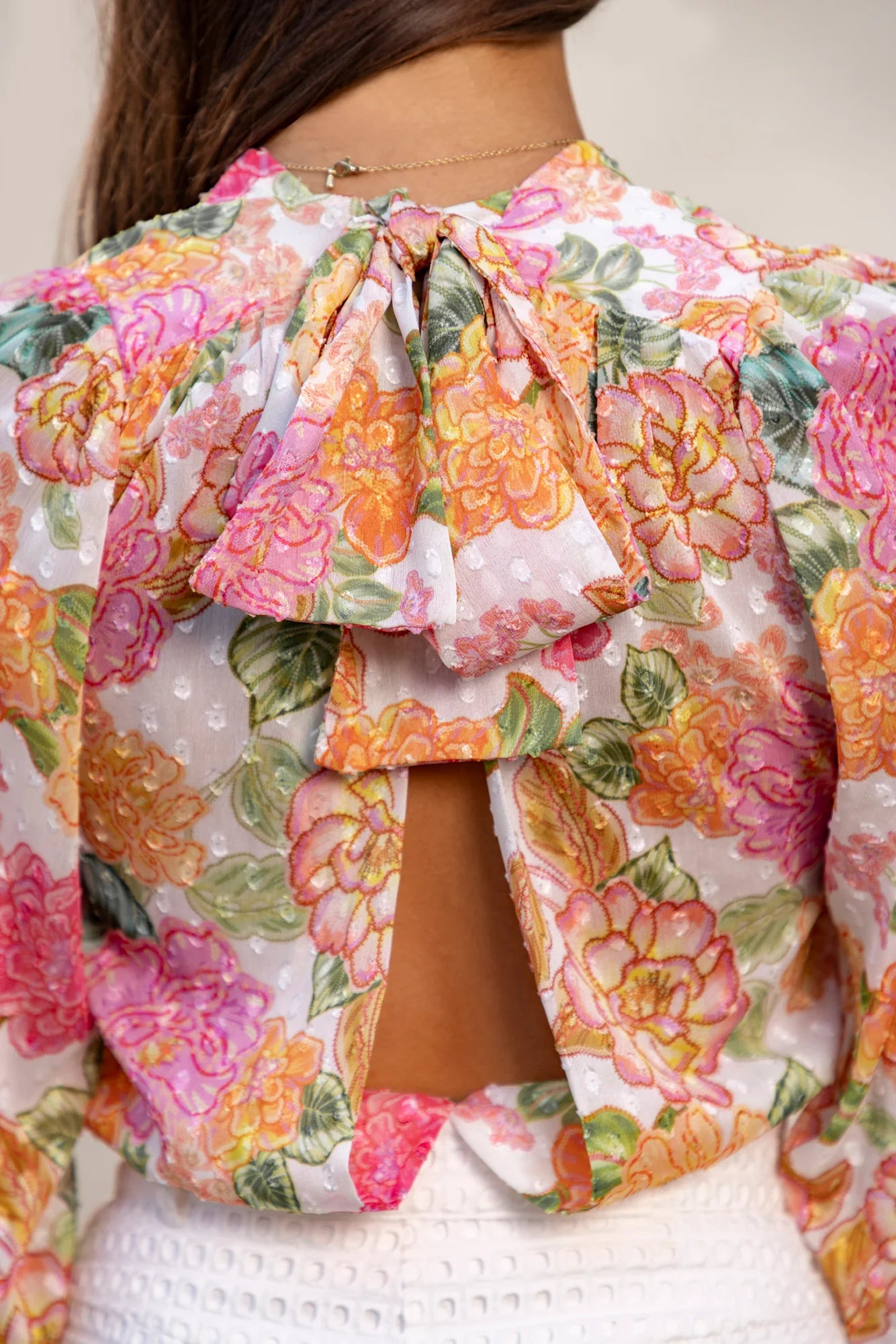 Blooming Wonders Long Sleeve Bodysuit Orange