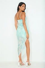 Flash Of Sparkle Mesh Midi Dress Green